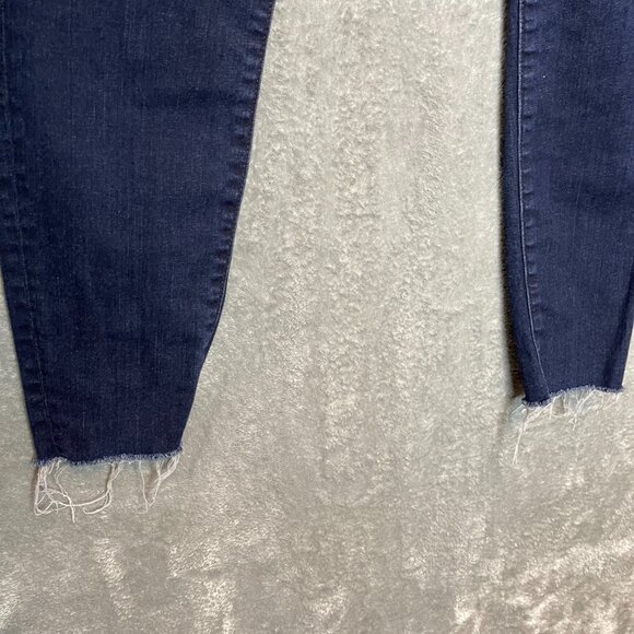 LOFT Women Dark Wash High Rise Skinny Modern Tapered Belted Denim Jean 6 - Picture 4 of 11